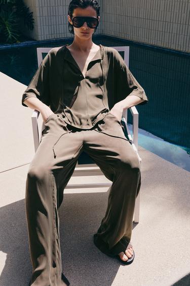 ZW COLLECTION FLOWING BLOUSE WITH TIES - Grey by Zara - Image 3