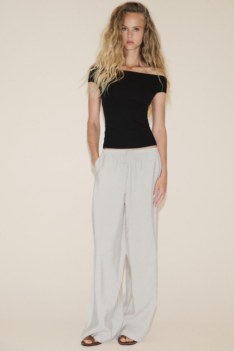 FLOWY PALAZZO PANTS Ice ZARA United States
