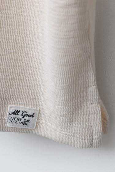 TEXTURED POLO SHIRT WITH LABEL - Pearl / Beige by Zara - Image 3