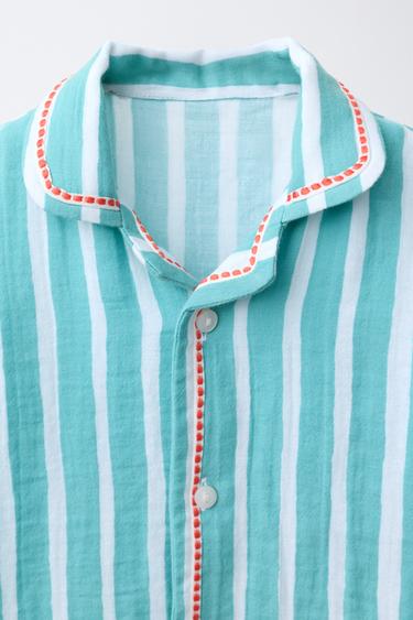 1 MONTH - 2 YEARS/ STRIPED SLEEPSUIT WITH FLOWER PATCH - Blue/White by Zara - Image 2