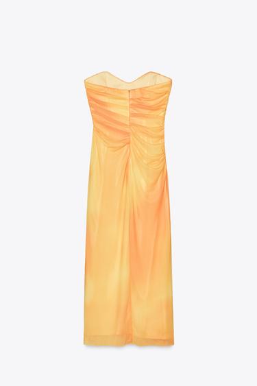 PRINTED TULLE STRAPLESS DRESS - TYEAMARILLO by Zara - Image 5