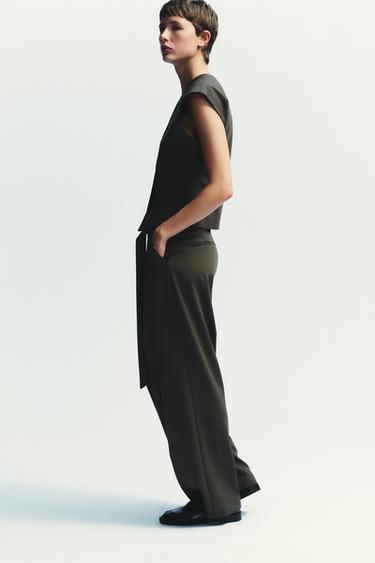 PANTALON PLIS CEINTURE - Bleu / Gris de Zara - Image 3