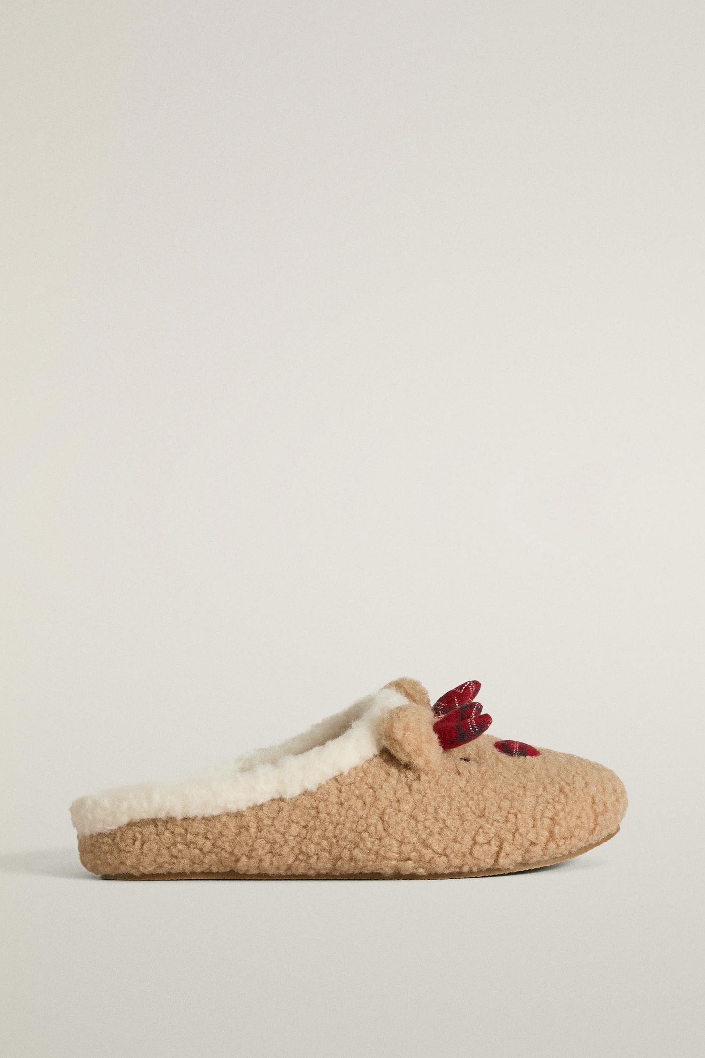 Детские сабо Zara Reindeer Christmas Mule Slippers, цвет: Коричневый