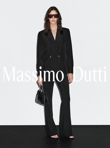 Zara Cropped wool blend double-breasted blazer - Black