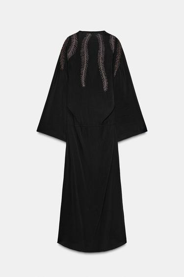Zara ZW COLLECTION BEADED EMBROIDERY DRESS - Black