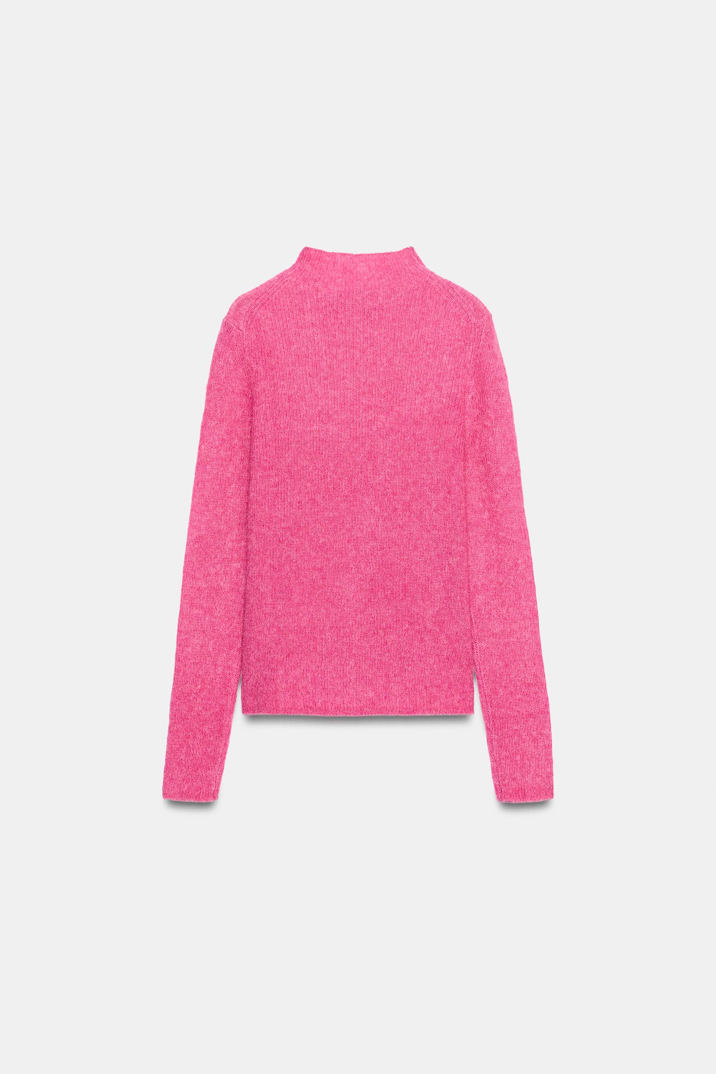 Женский свитер Zara Ribbed Knit, цвет: Фуксия — фото 6