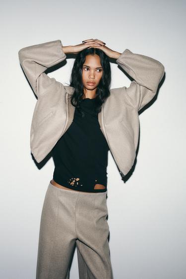 BLOUSON SOFT À CAPUCHE - Marron / Taupe de Zara - Image 4