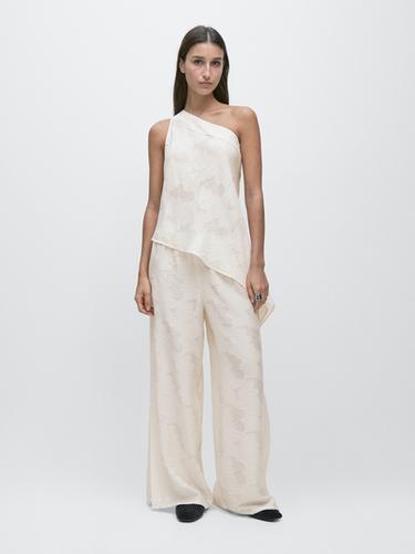 Zara Top with asymmetric neckline - White - Image 0