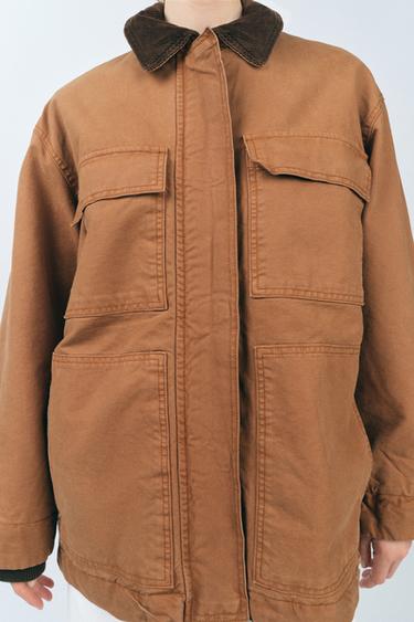 PADDED JACKET WITH CONTRAST COLLAR ZW COLLECTION - Caramel by Zara - Image 2