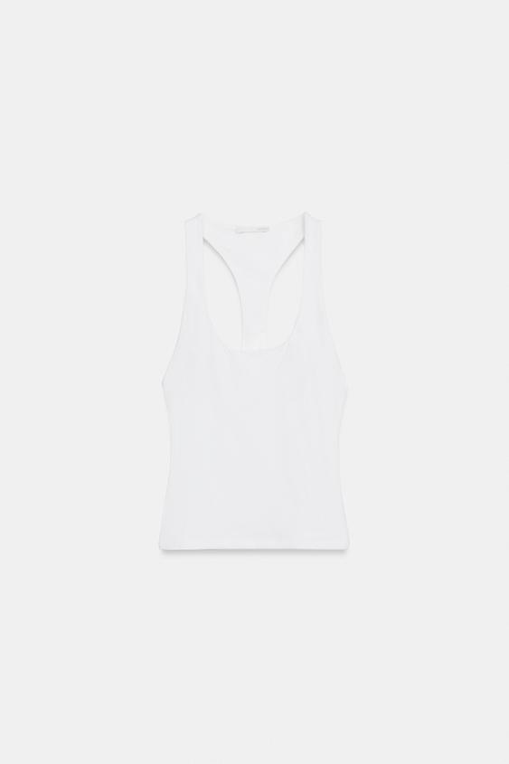 CAMISETA TIRANTES ALGODÓN - Blanco de Zara - Imagen 0