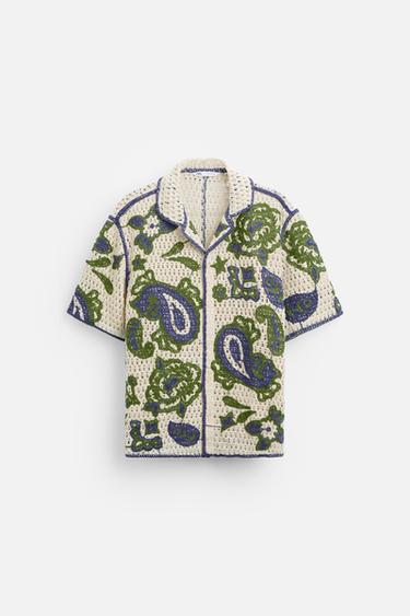 CROCHET SHIRT WITH CONTRAST EMBROIDERY - Multicoloured by Zara