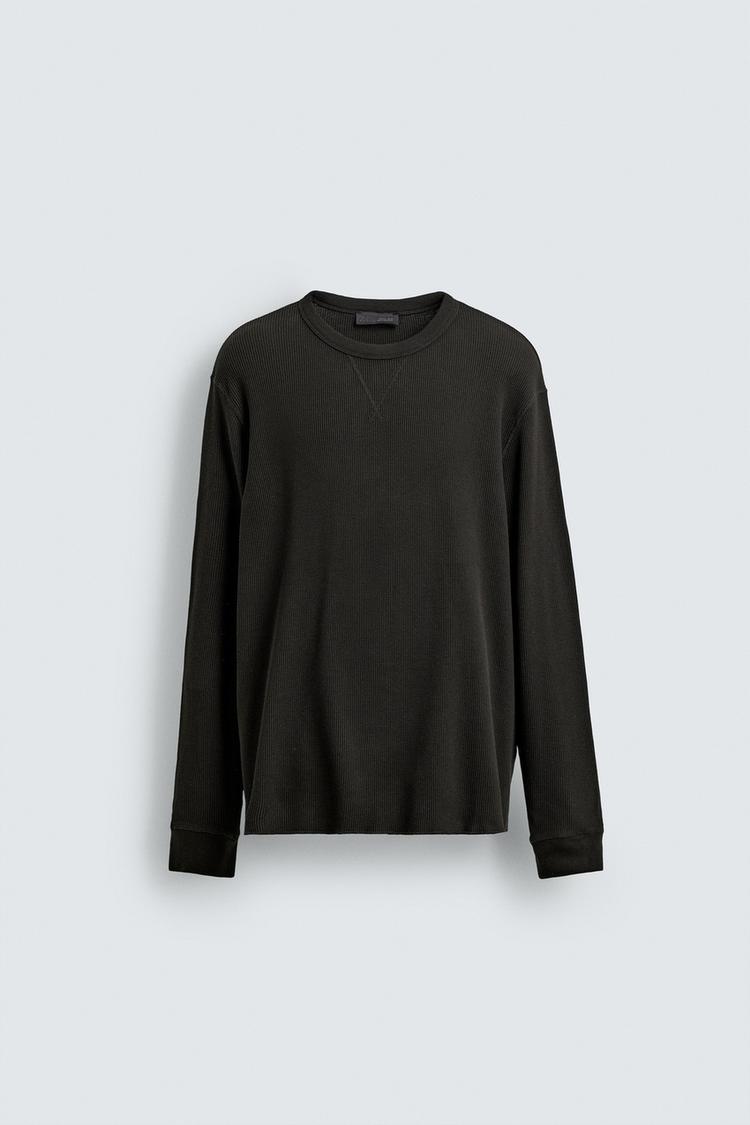 ZARA WAFFLE-KNIT TEXTURE T-SHIRT
