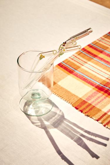 PACK OF FLORAL BOROSILICATE GLASS STRAWS (PACK OF 6) -  by Zara