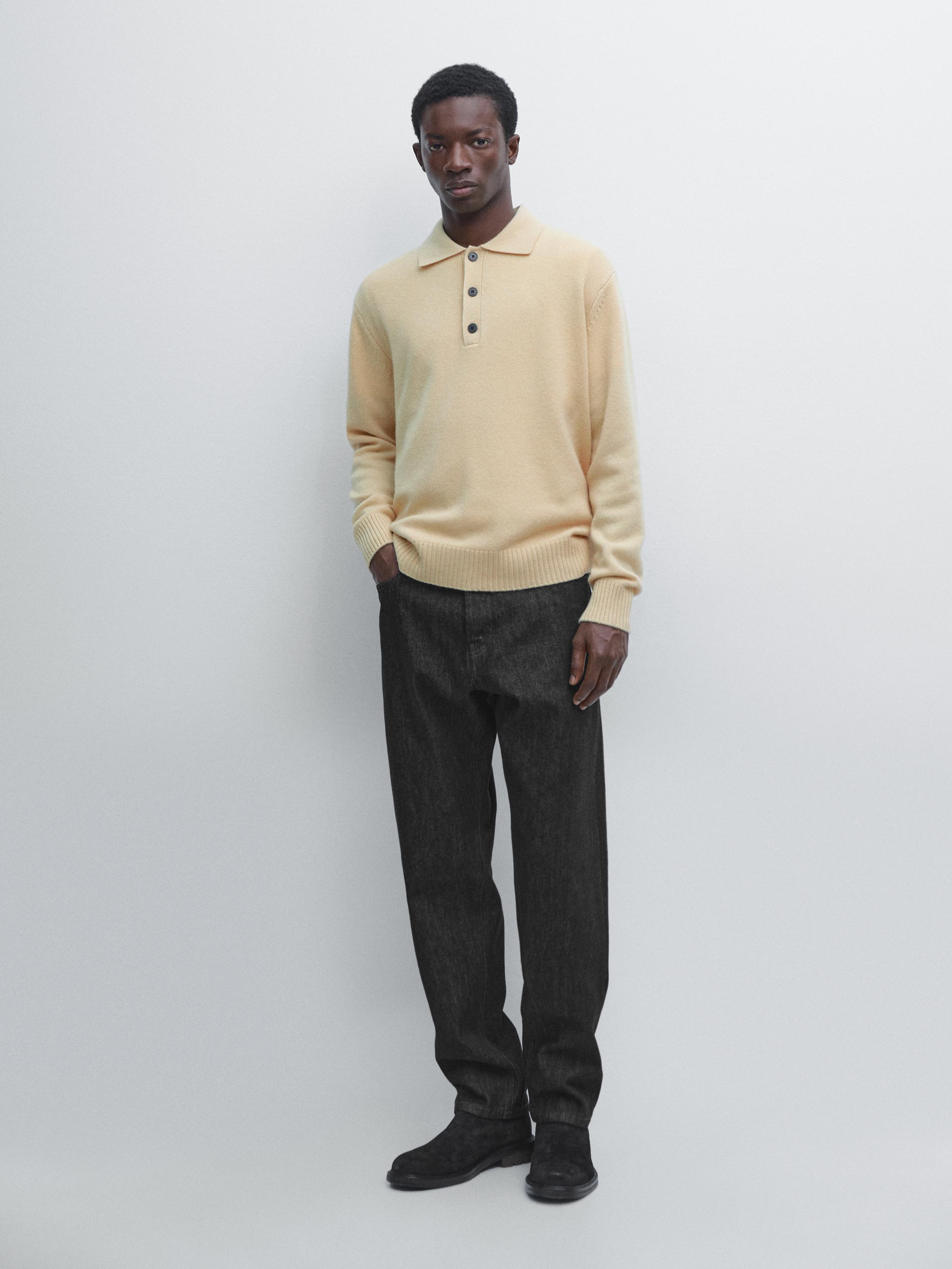 100% wool knit polo sweater
