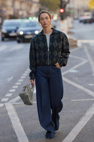 ARGYLE KNIT BOMBER JACKET - only one by Zara - Image 0