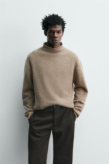 Zara WOOL - SILK BOTTONATO SWEATER - Beige