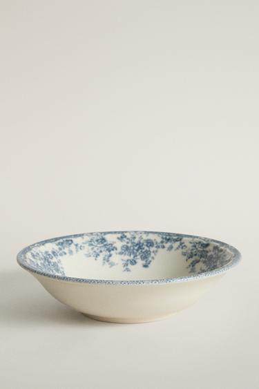 FLORAL EARTHENWARE BOWL — Blue 1