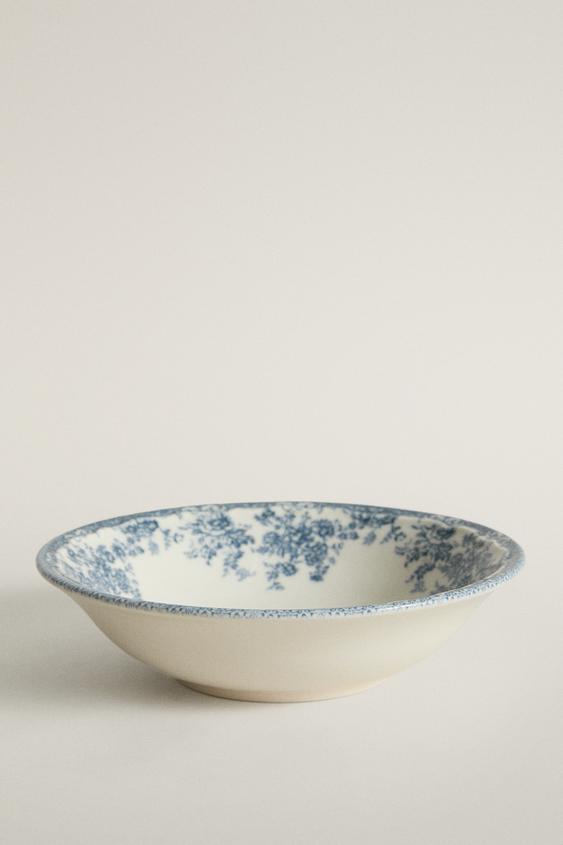 TIGELA DE CERÂMICA COM ESTAMPA FLORAL - Azul da Zara - Imagem 0
