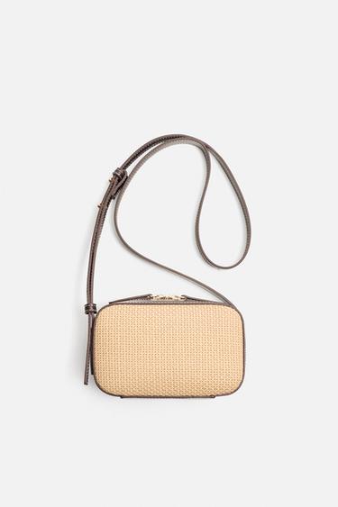 Zara WOVEN CROSSBODY BAG - Brown