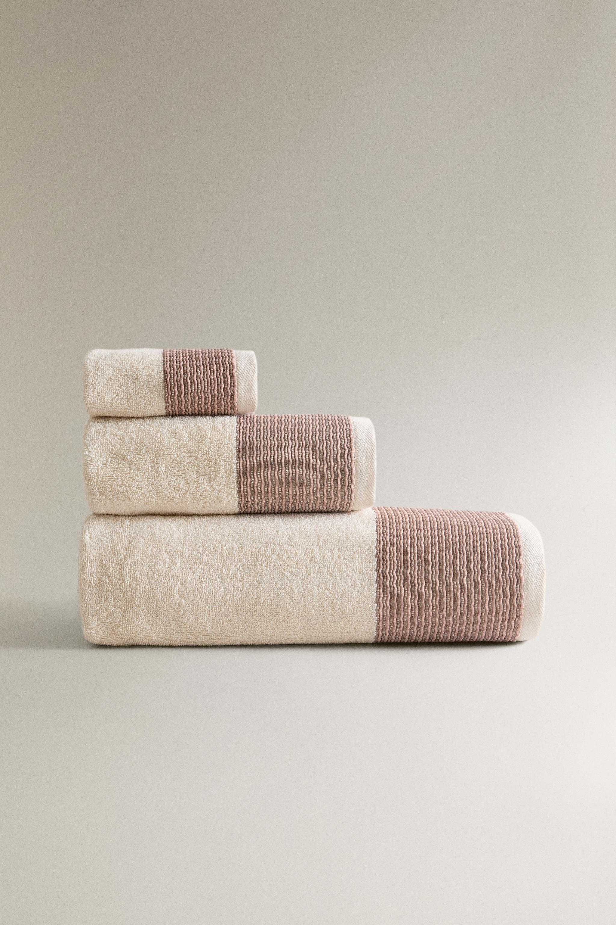 SERVIETTE DE BAIN VELOURS RAYURES