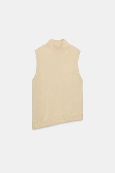 ASYMMETRIC KNIT VEST - Vanilla by Zara
