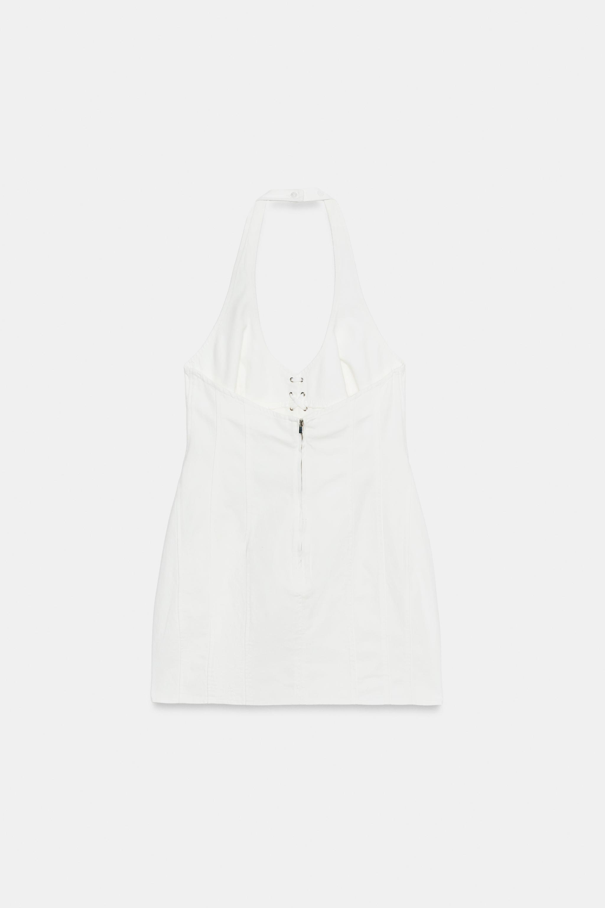 Женские платья Zara HALTER LACE-UP MINI DRESS — фото 6