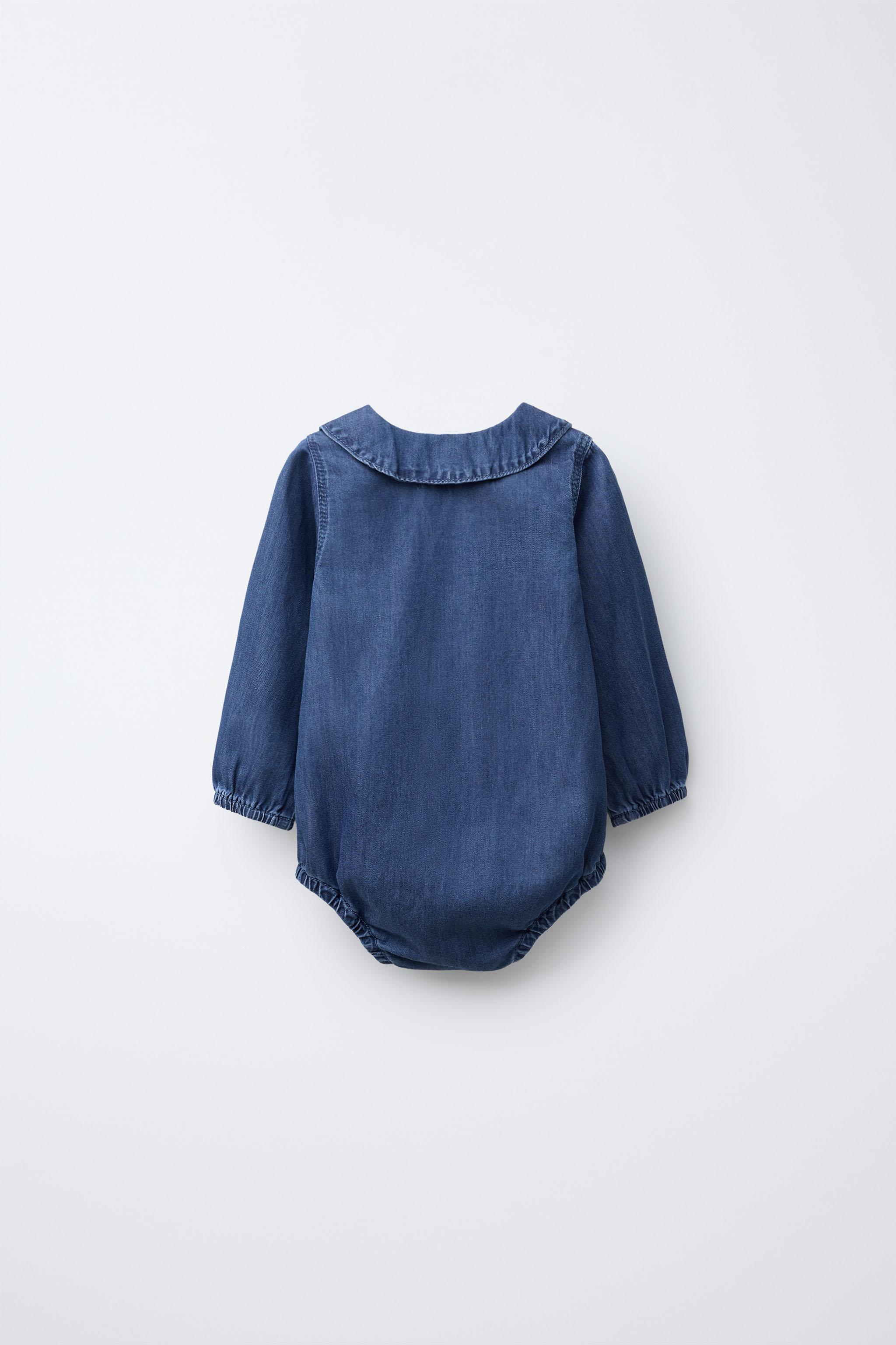 ゆめ DENIM BODYSUIT - Mid-blue | ZARA United States