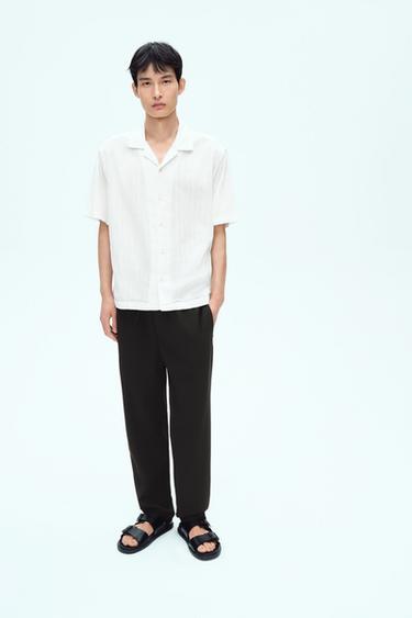 Zara 舒適版運動風褲腰長褲 - 黑色