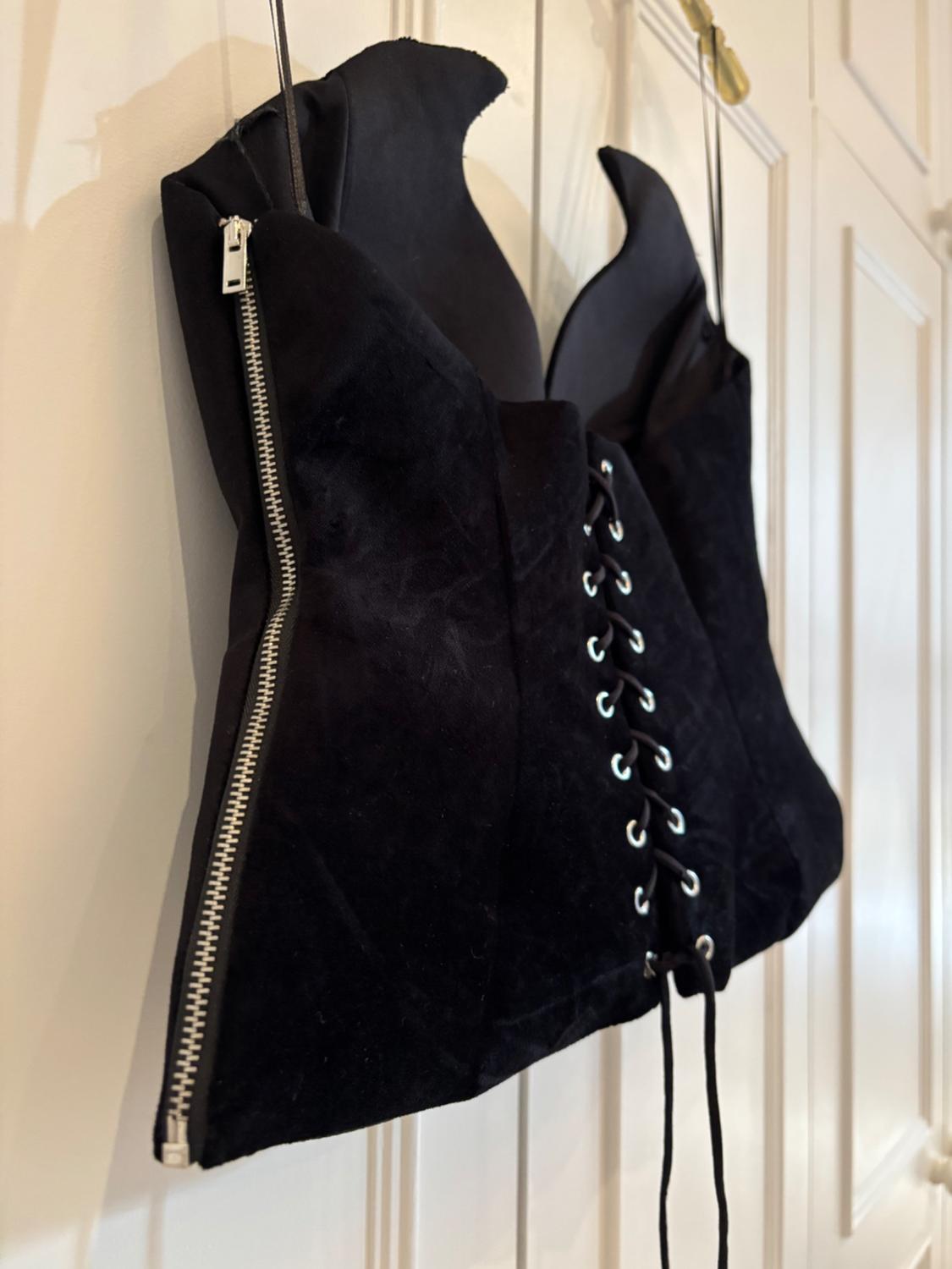ZW COLLECTION VELVET CORSET TOP - Image 2