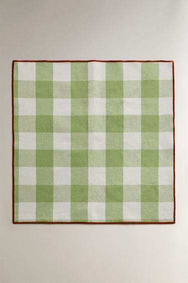 PACK OF CHECK NAPKINS WITH TOPSTITCHING (PACK OF 2) - Green by Zara - Image 1