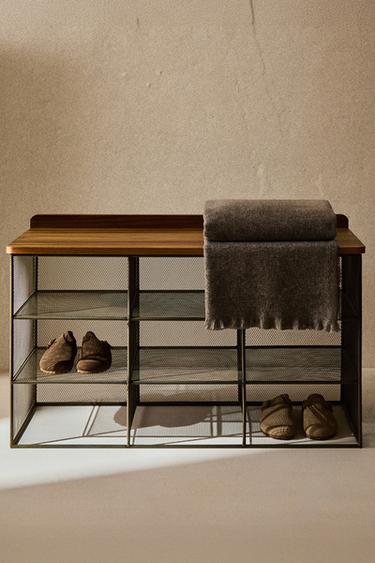 Zara METAL AND WOOD BENCH - Dark gray