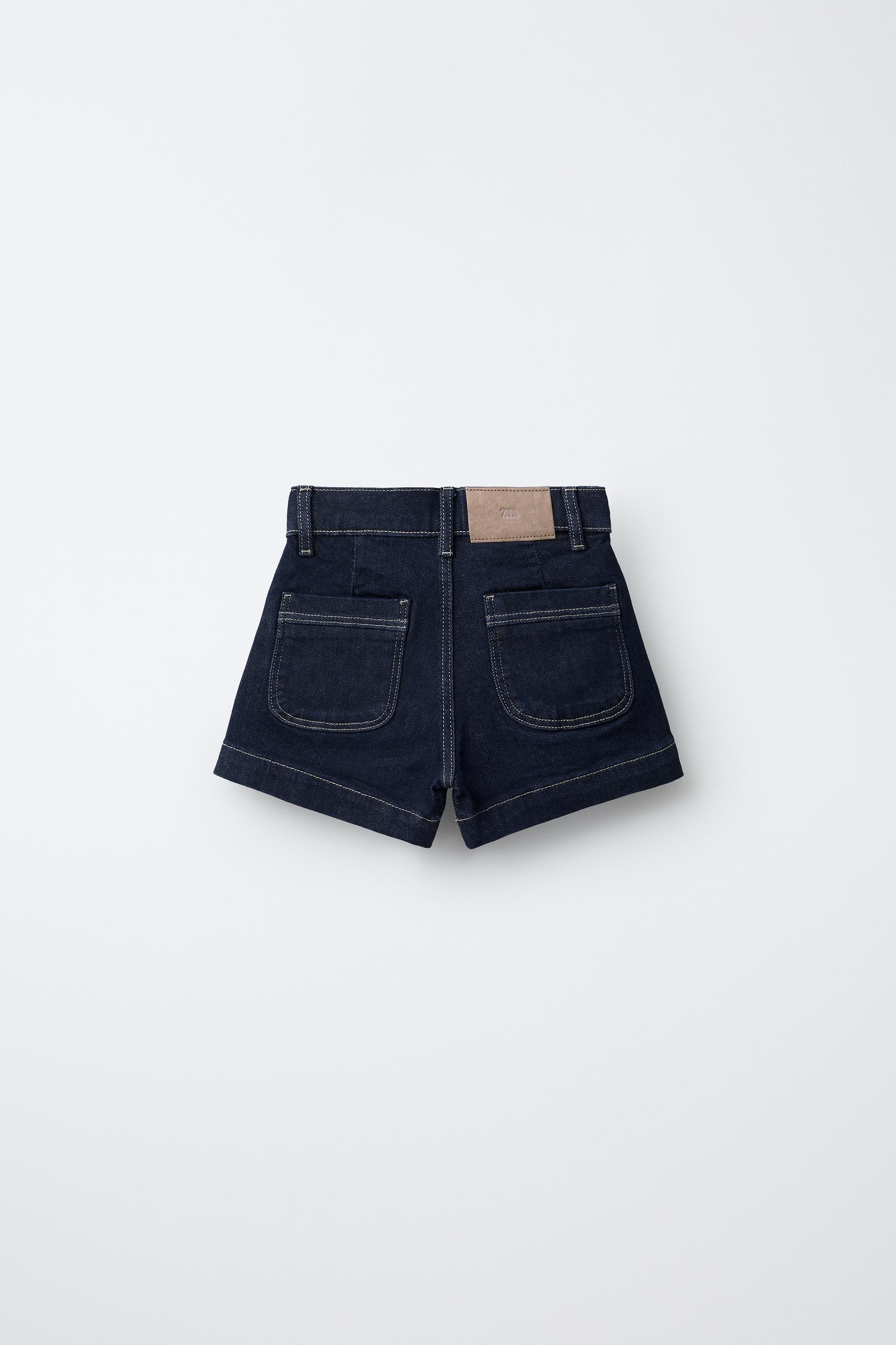 STRETCH DENIM SHORTS WITH POCKETS - Blue | ZARA United States
