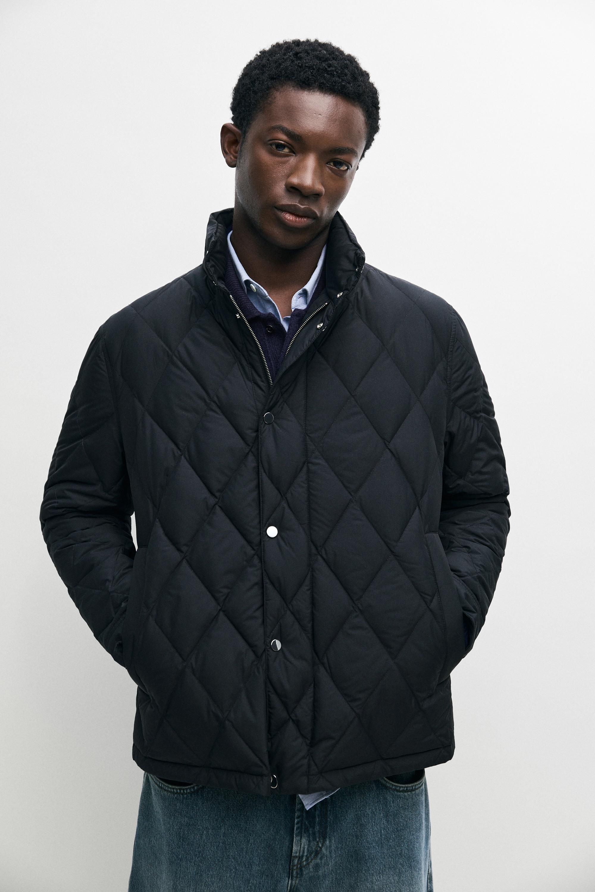 Down jacket with button detail