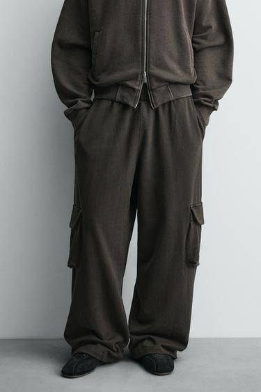 WASHED CARGO TROUSERS - Brown by Zara