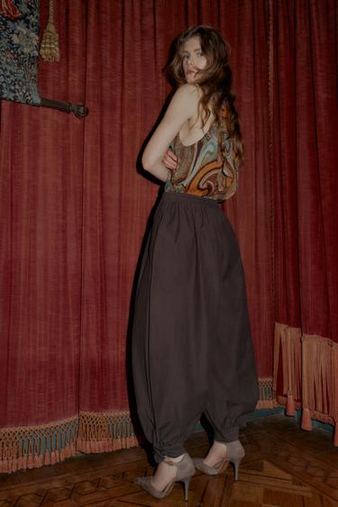 TIERED TROUSERS WITH BOWS - Brown by Zara