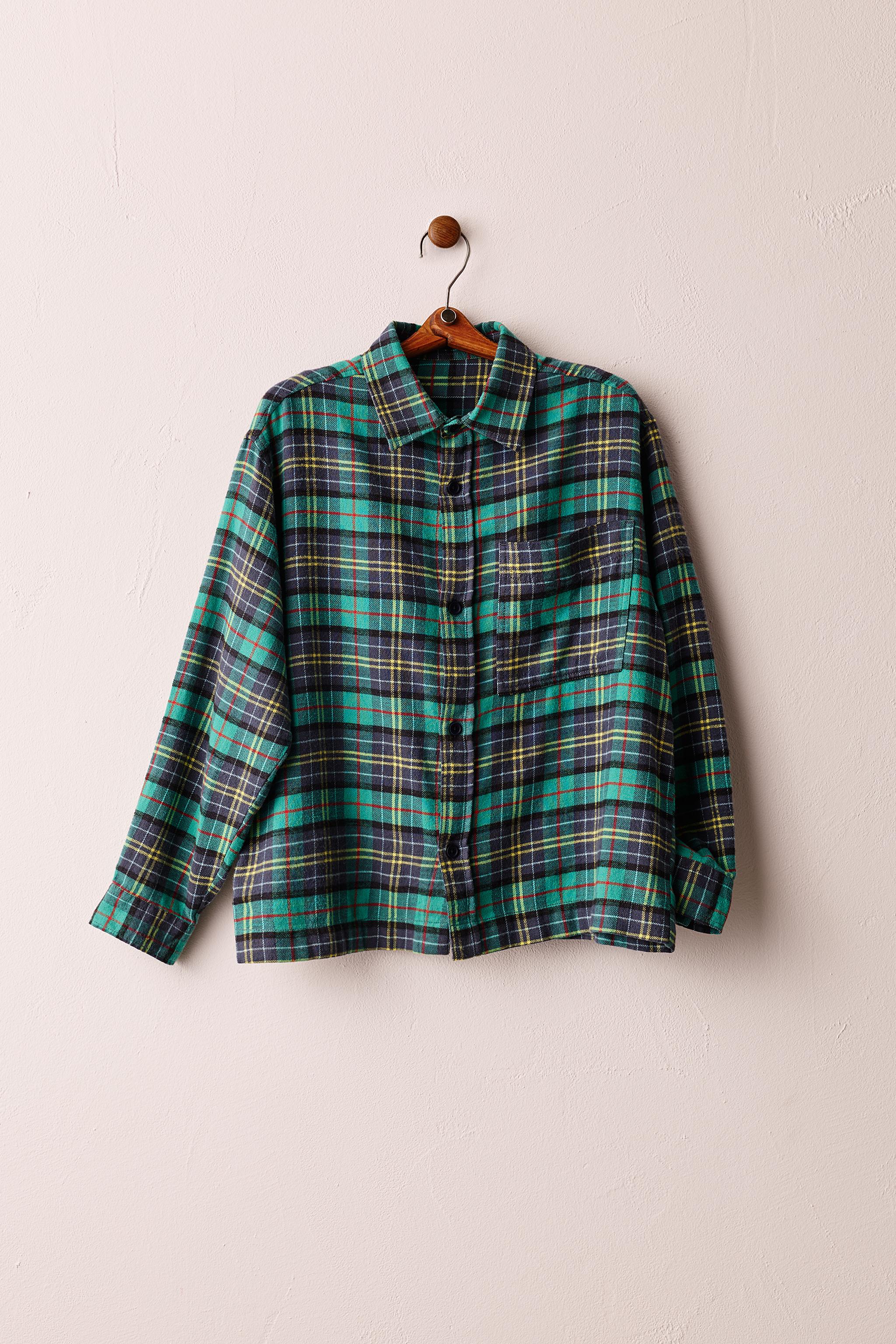 PLAID POCKET OVERSHIRT — Ink blue