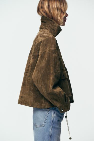 BLOUSON BOMBER 100 % CUIR - Kaki de Zara - Image 2