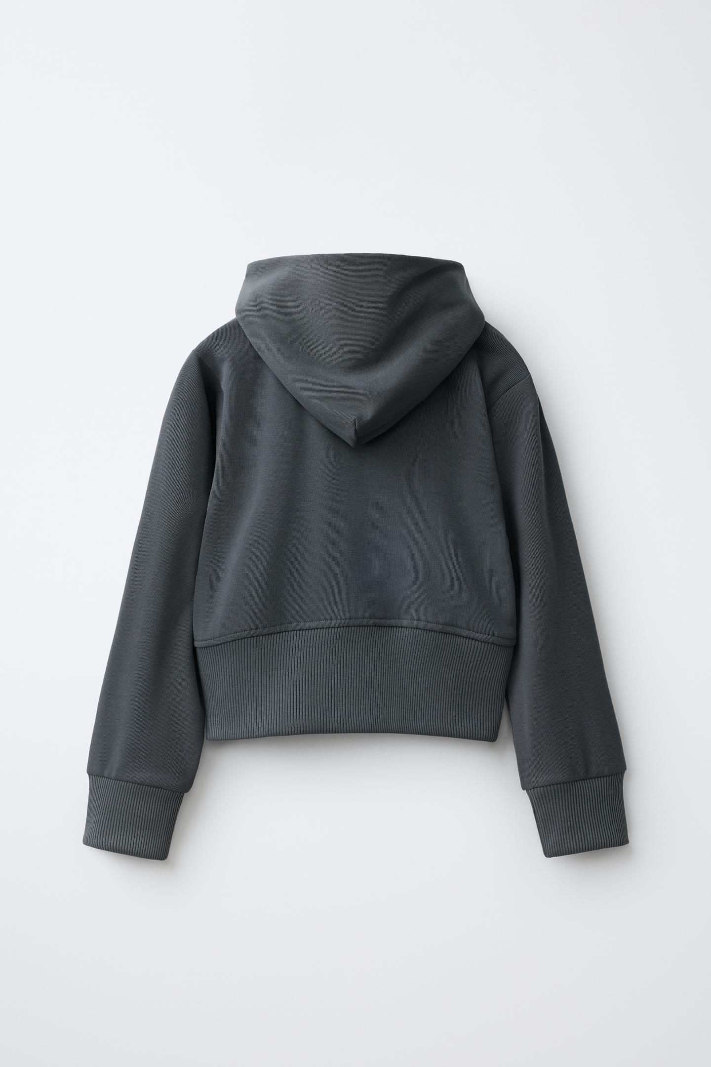 Детский комплект Zara Solid Hoodie and Flare Pants Set, цвет: Антрацитовый серый — фото 3
