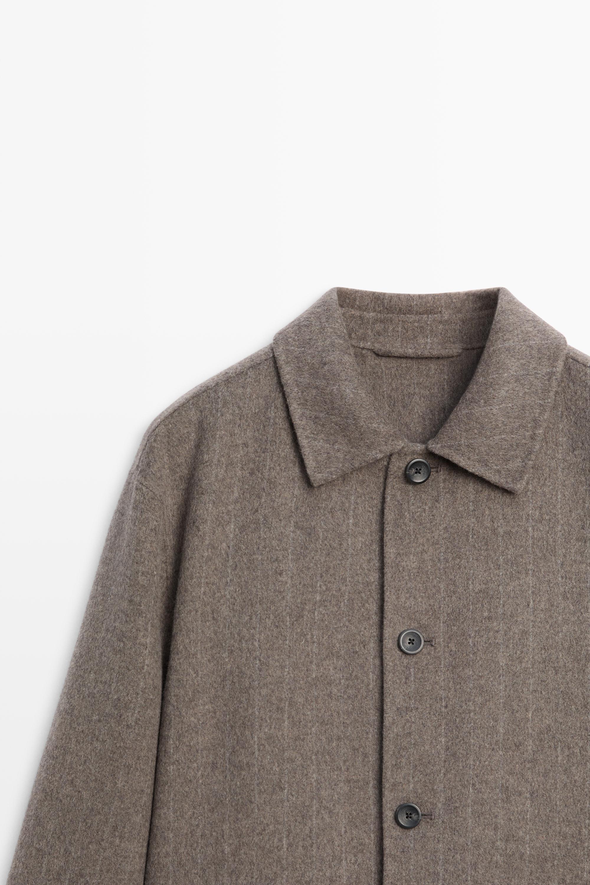 Striped double wool blend jacket — Mink