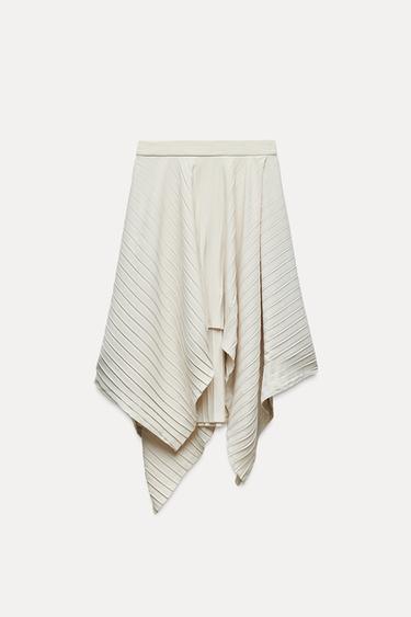 ПЛИССИРОВАННАЯ ЮБКА АСИММЕТРИЧНОГО КРОЯ — СВЕТЛЫЙ ЭКРЮ от Zara — изображение 0