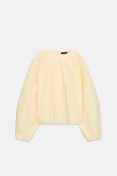 CAMISA MANGA ABULLONADA - Amarillo de Zara - Imagen 0