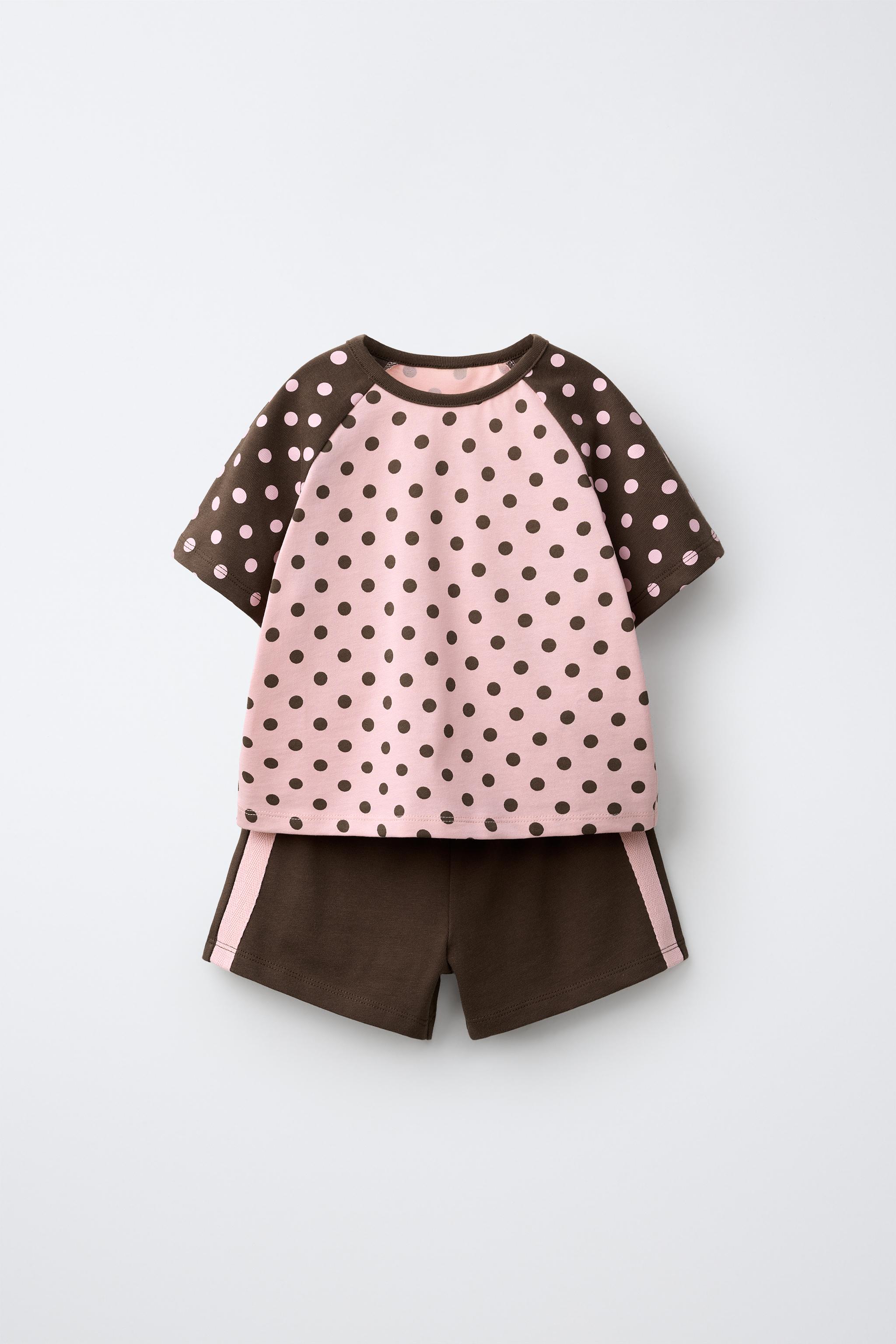 POLKA DOT T-SHIRT AND STRIPED SHORTS SET