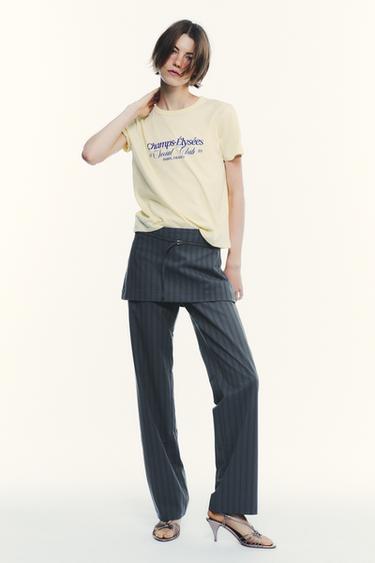 Zara TEXT T-SHIRT - Yellow