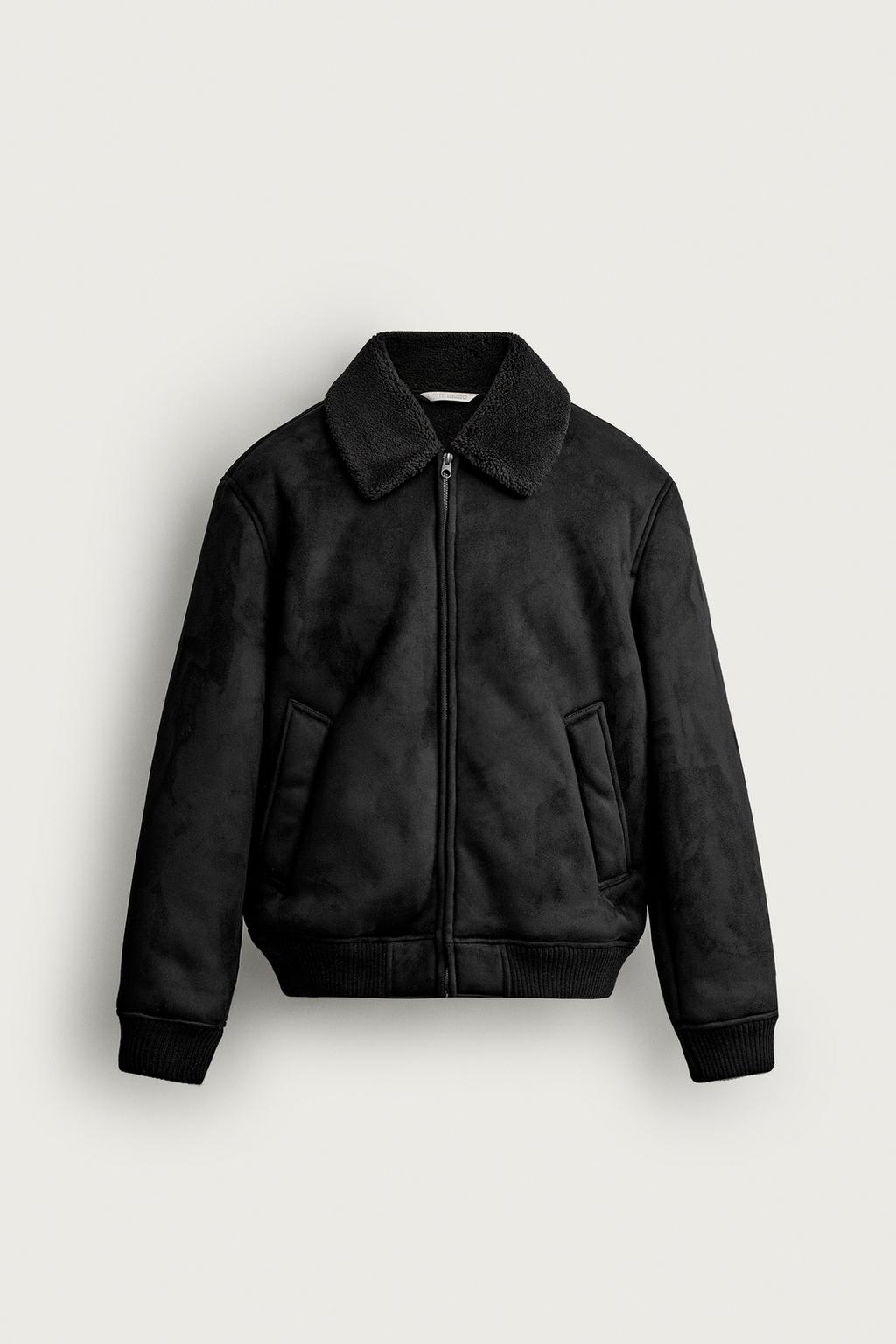 LEATHER EFFECT JACKET WITH FAUX SHEARLING