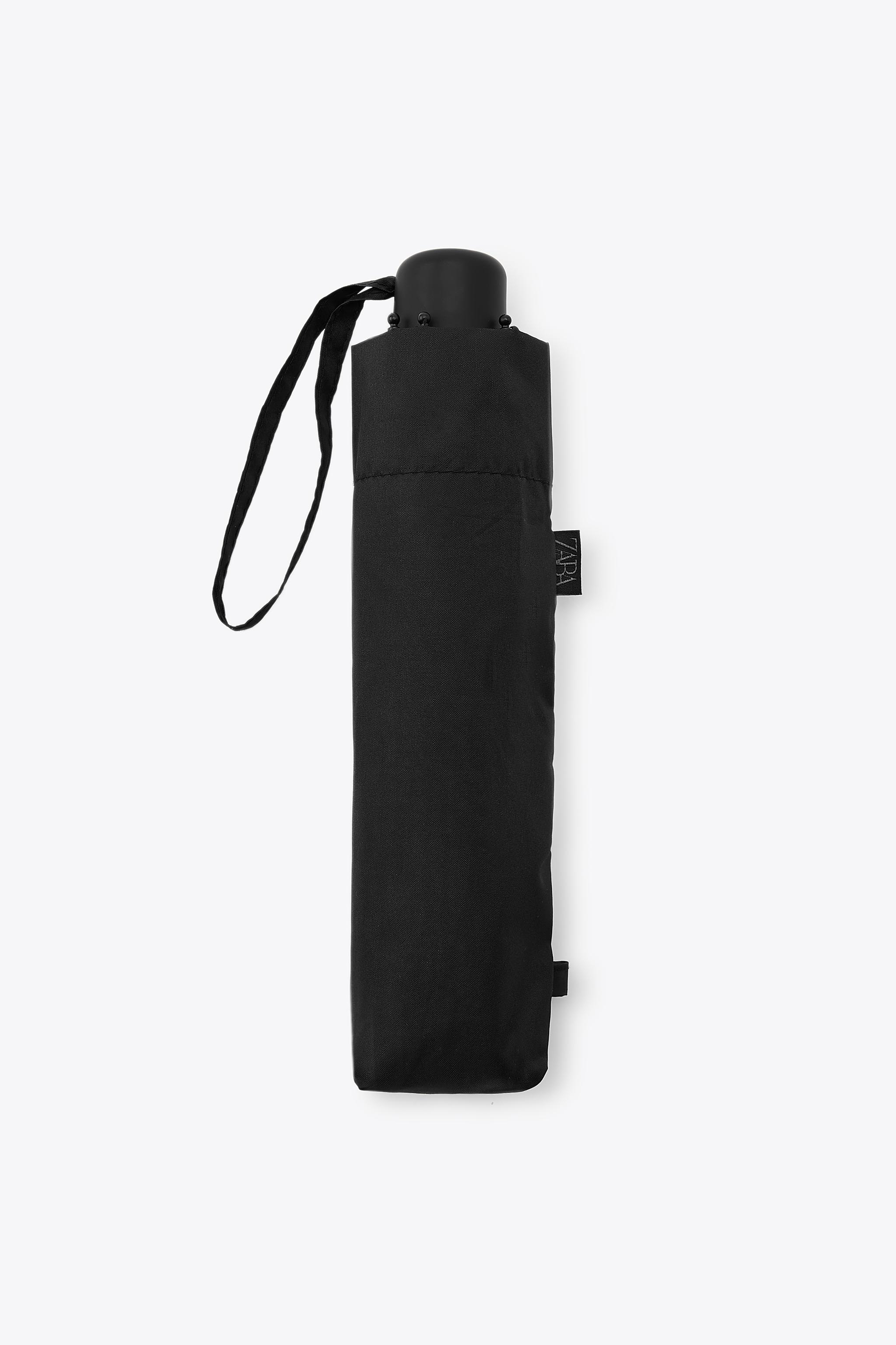 竹製持ち手の黒い折りたたみ傘 約72cm 無地折りたたみ傘 - ブラック | ZARA Japan / 日本