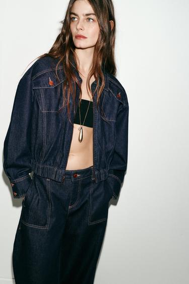 Z1975 DENIM BOMBER JACKET - Blue by Zara