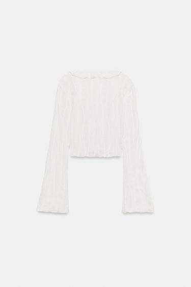 TOP À VOLANTS ET LACETS - Blanc cassé de Zara - Image 5