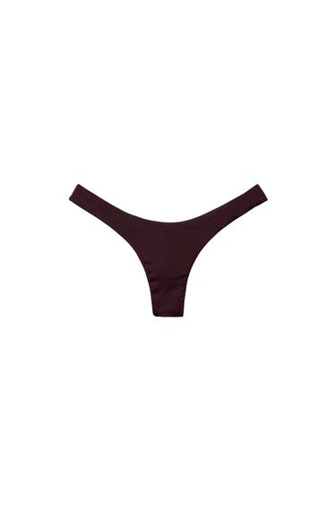 BAS DE BIKINI PLISSÉ - Marron de Zara