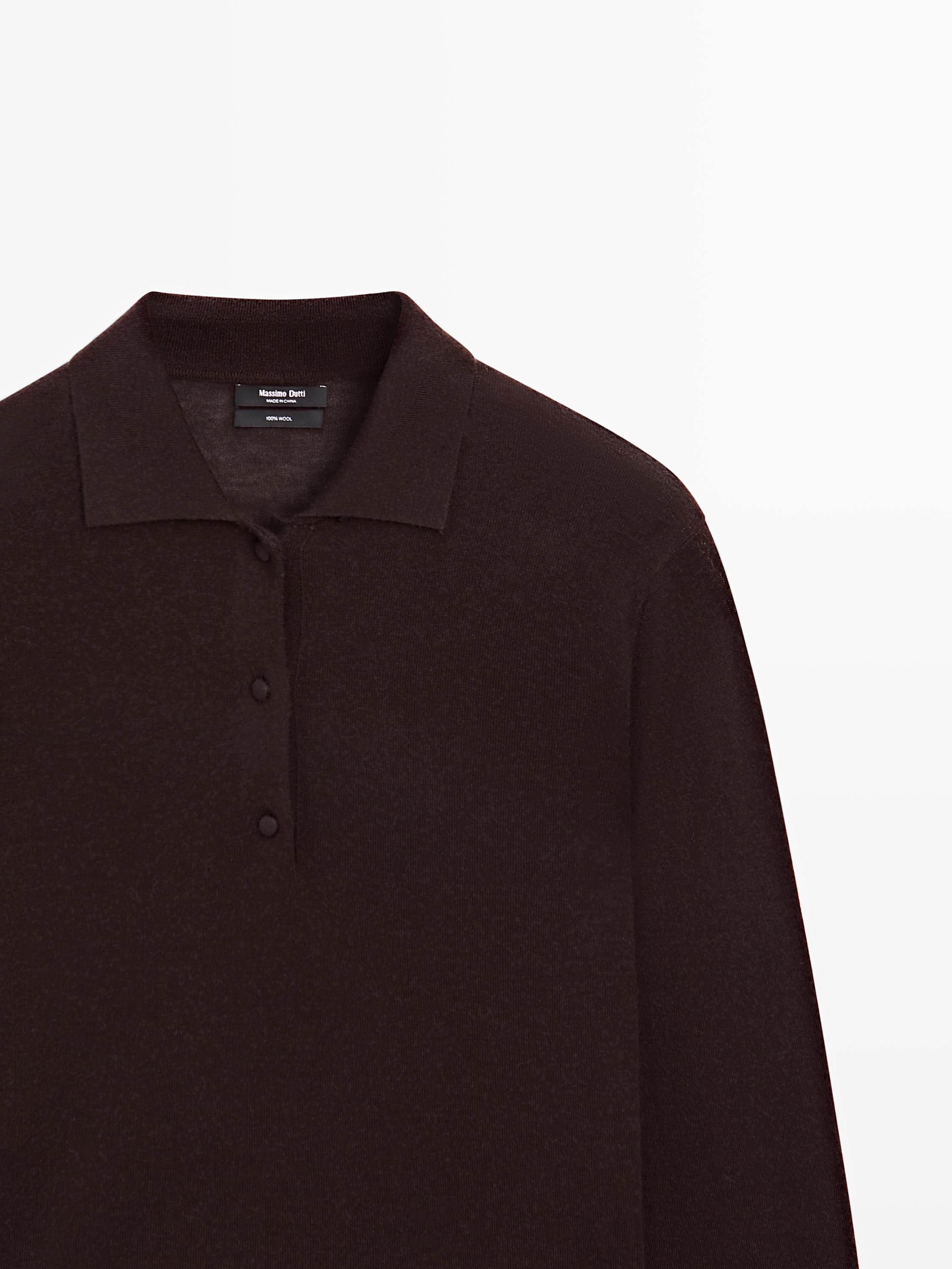 100% wool knit polo sweater
