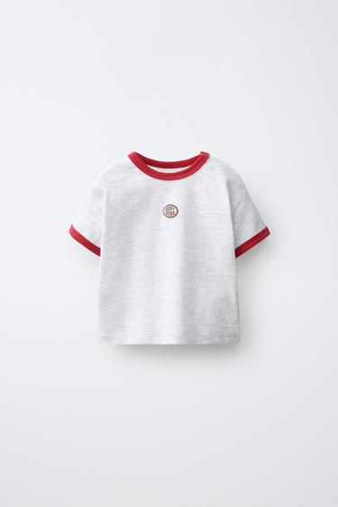 CONTRAST TRIM T-SHIRT - Grey marl by Zara